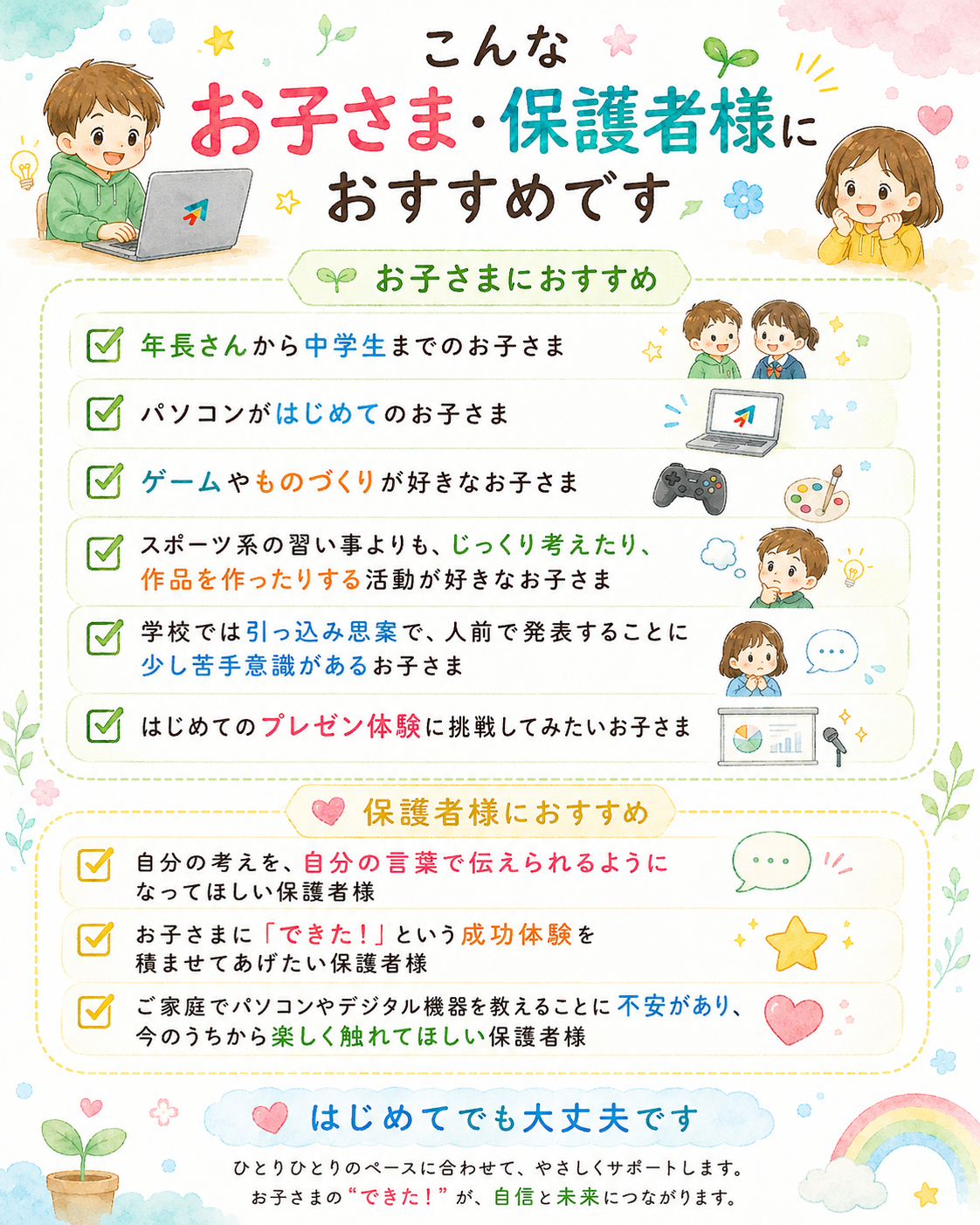 こんなお子さま・保護者様におすすめ